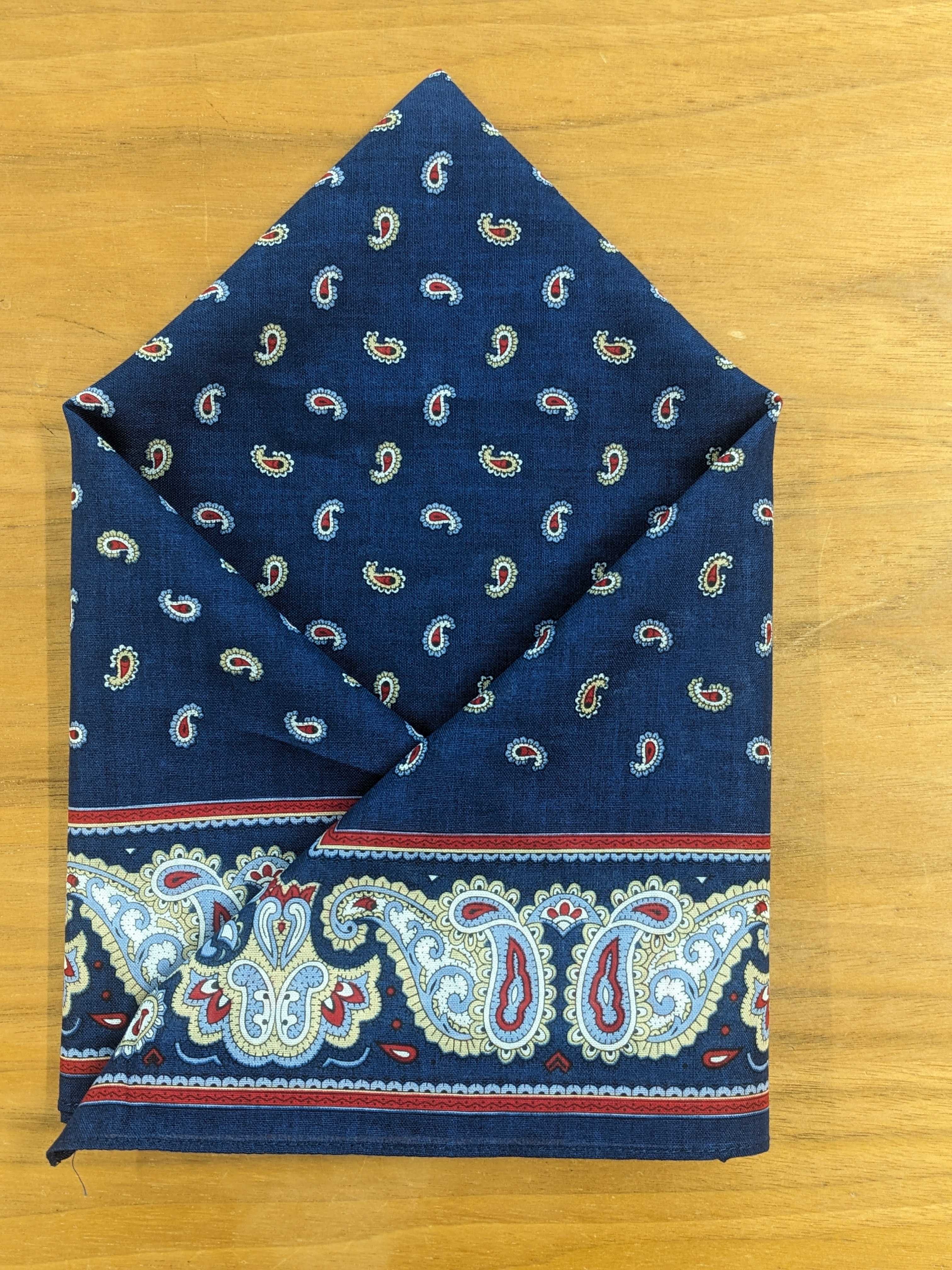 Handkerchief - Navy with Colour Paisley Pattern