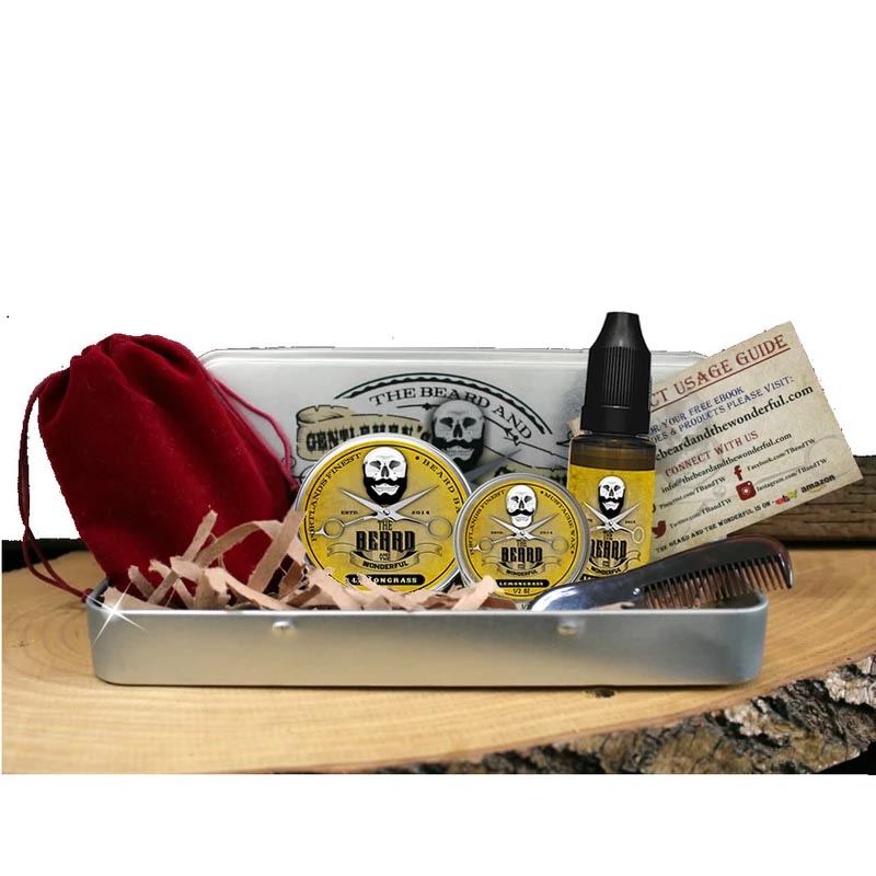 Premium Beard Grooming Kit: Lemongrass